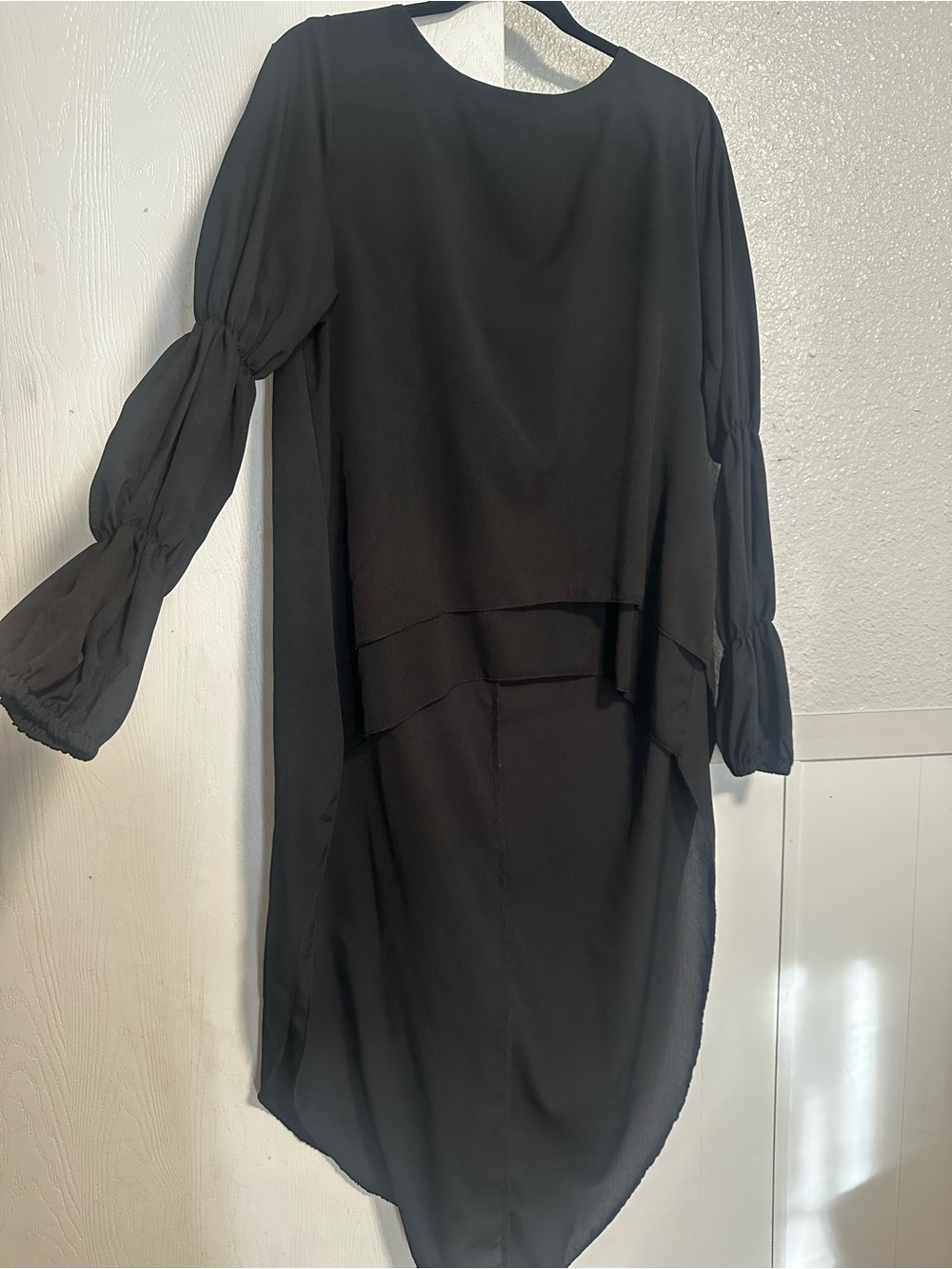 Black Layered Long Sleeve Women's High Low Tunic